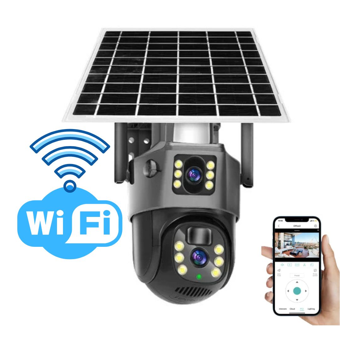 Wireless 4K Solar-Powered Security Camera with Dual Lenses