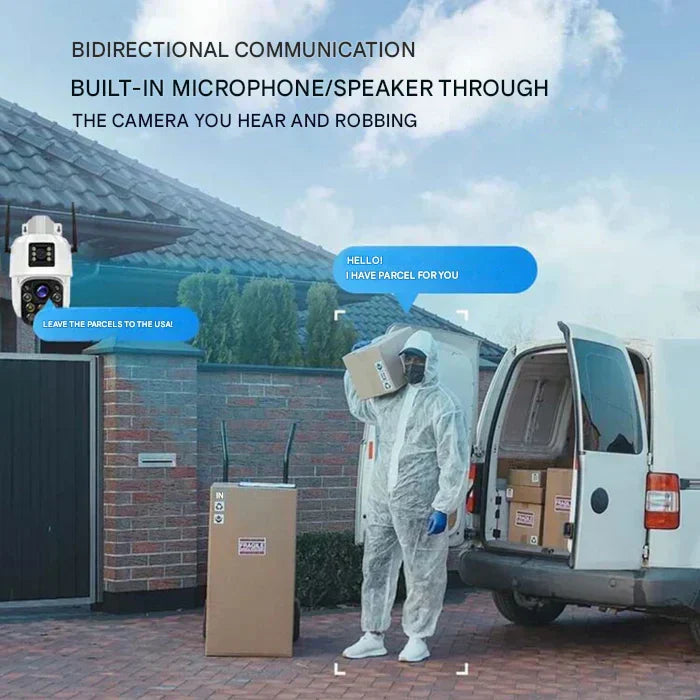 Wireless 4K Solar-Powered Security Camera with Dual Lenses