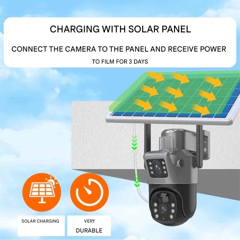 Wireless 4K Solar-Powered Security Camera with Dual Lenses