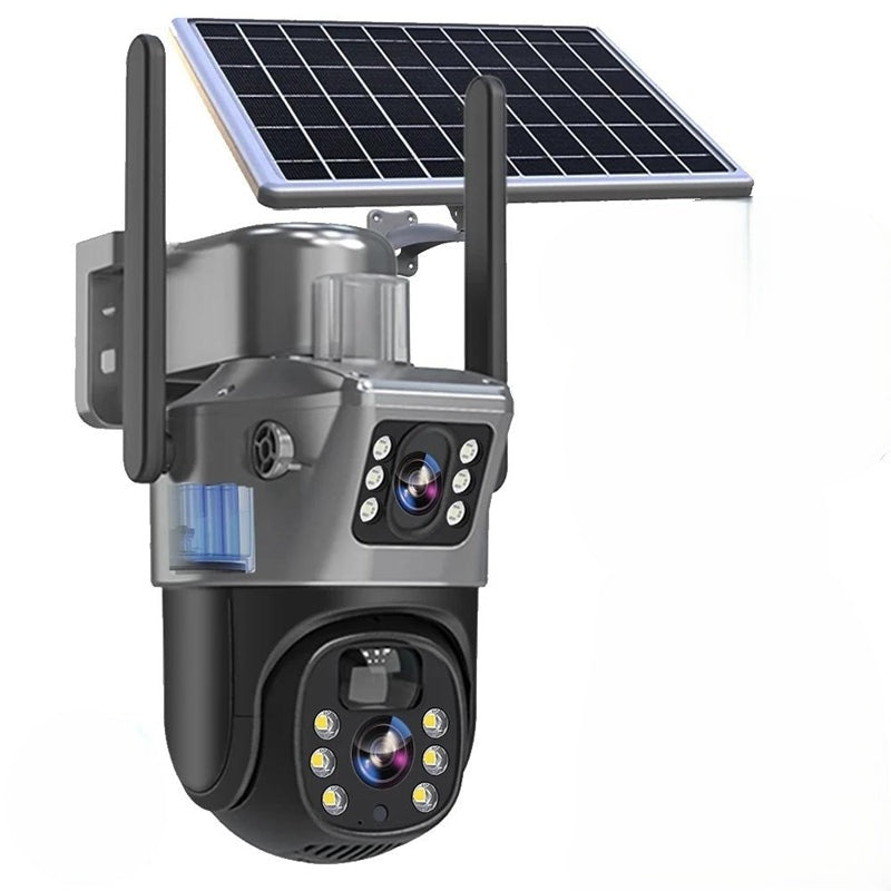 Wireless 4K Solar-Powered Security Camera with Dual Lenses