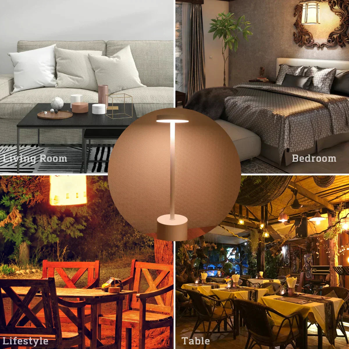 Wireless Rechargeable LED Table Lamp with Adjustable Brightness and Chrome Finish