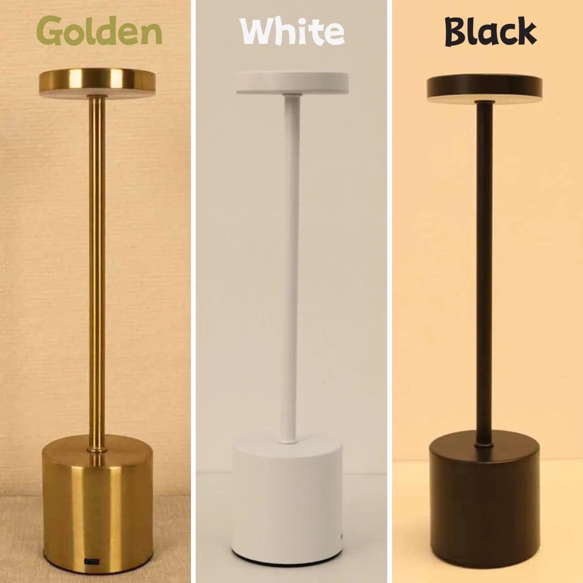Wireless Rechargeable LED Table Lamp with Adjustable Brightness and Chrome Finish
