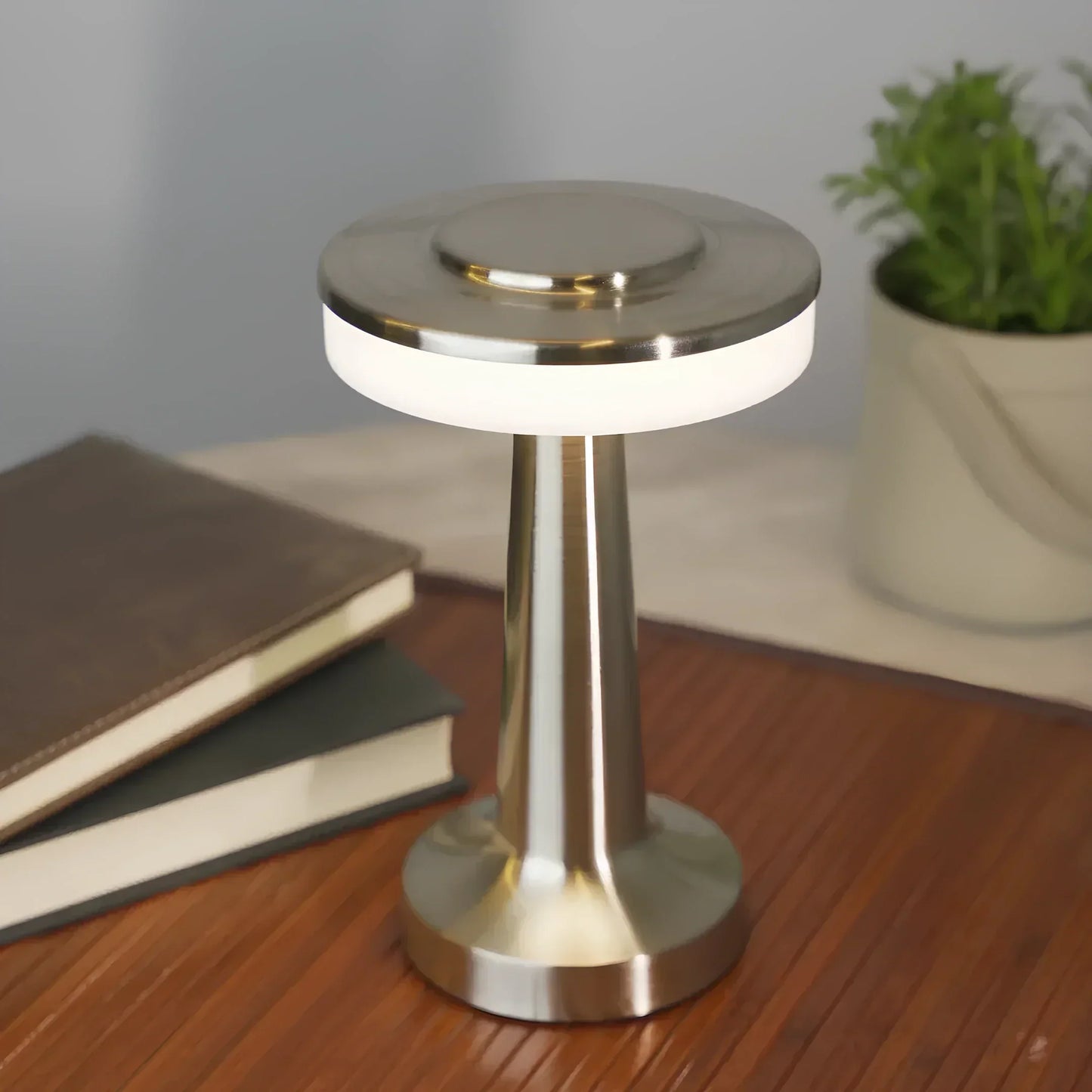 Wireless Retro Dimmable Table Lamp in Metallic Finish