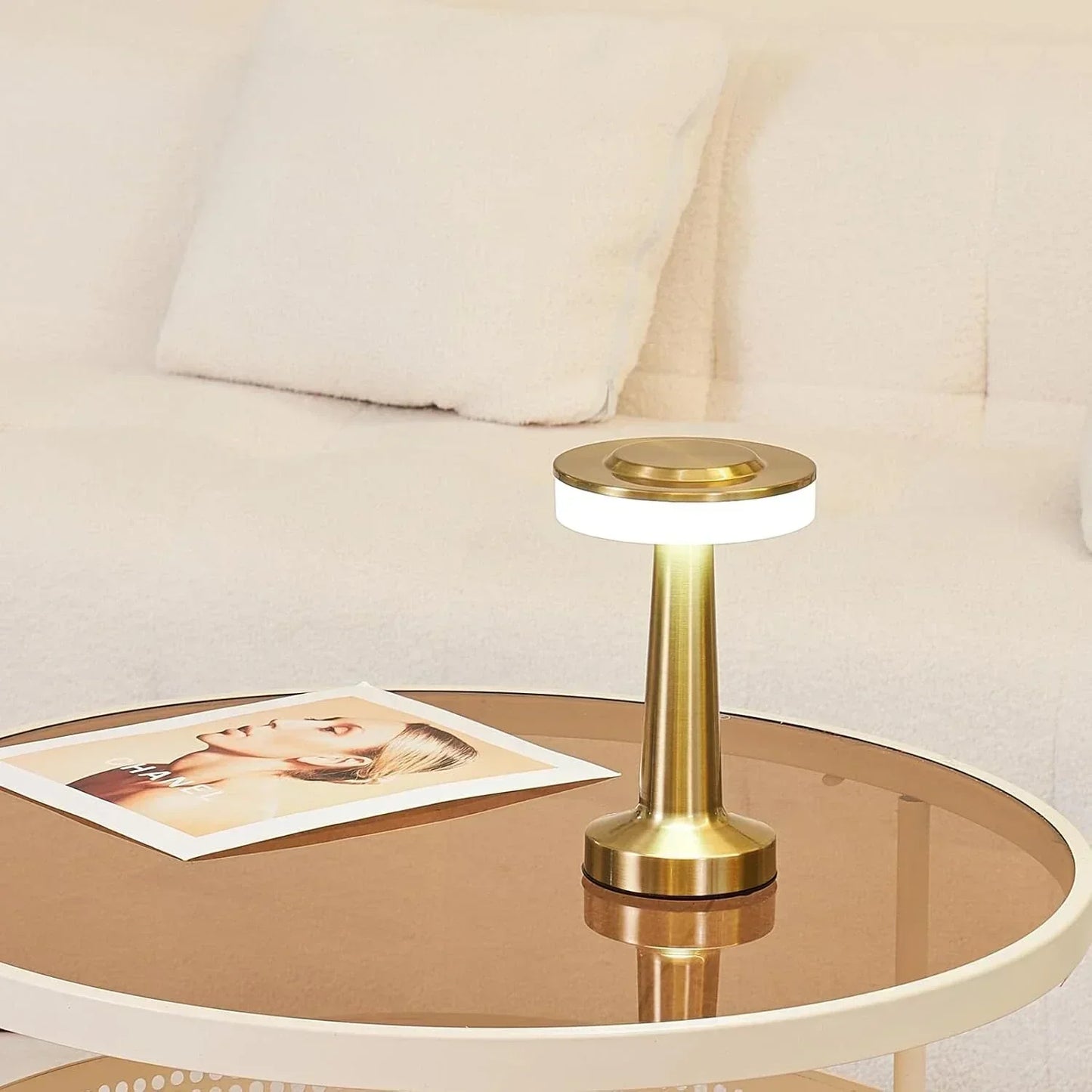 Wireless Retro Dimmable Table Lamp in Metallic Finish