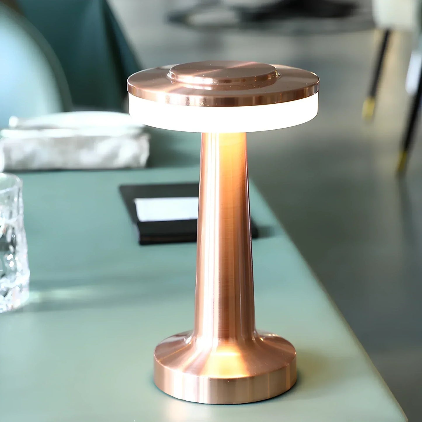 Wireless Retro Dimmable Table Lamp in Metallic Finish