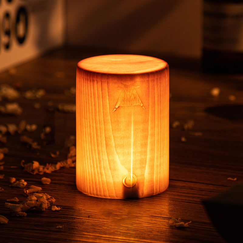 Touch Control Wooden Finish Table Lamp