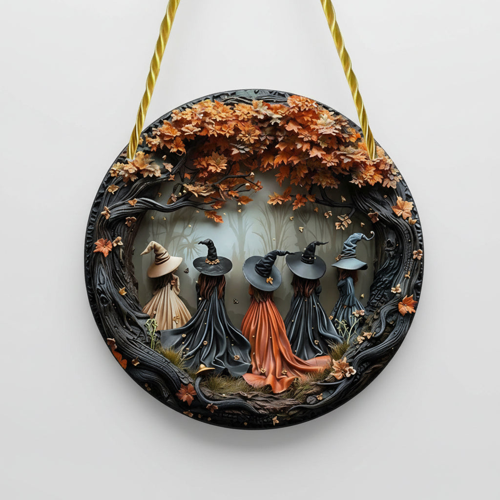 Autumn Witch Wall Hanging Art 12 Inch