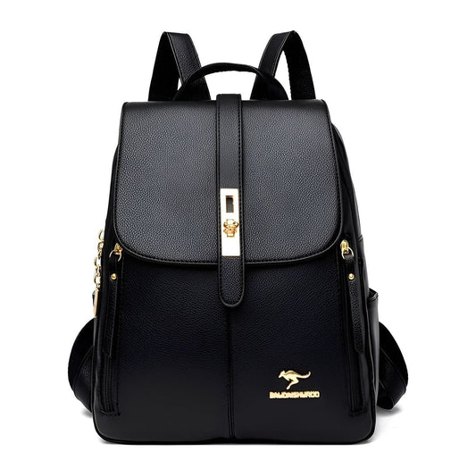 High-Quality Leather Women's Backpack with Adjustable Straps and Multiple Compartments