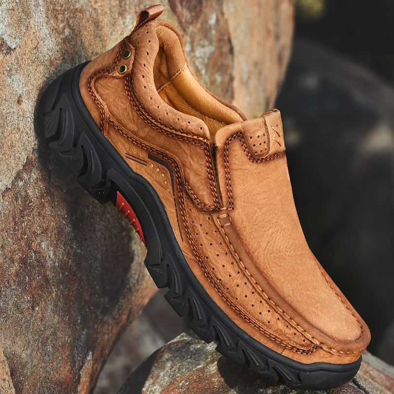 Orthopedic Black Leather Ankle Boots with Arch Support and Slip-Resistant Sole