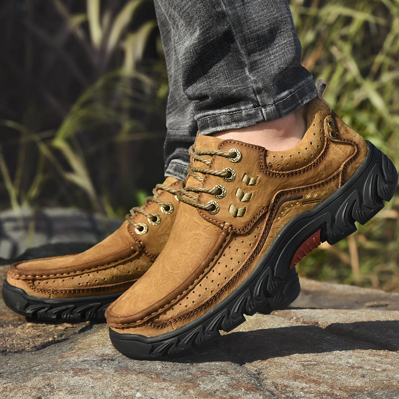 Orthopedic Black Leather Ankle Boots with Arch Support and Slip-Resistant Sole