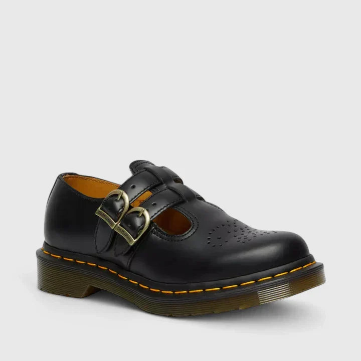 Double Buckle Mary Jane Flats with Chunky Sole and Heart Detail