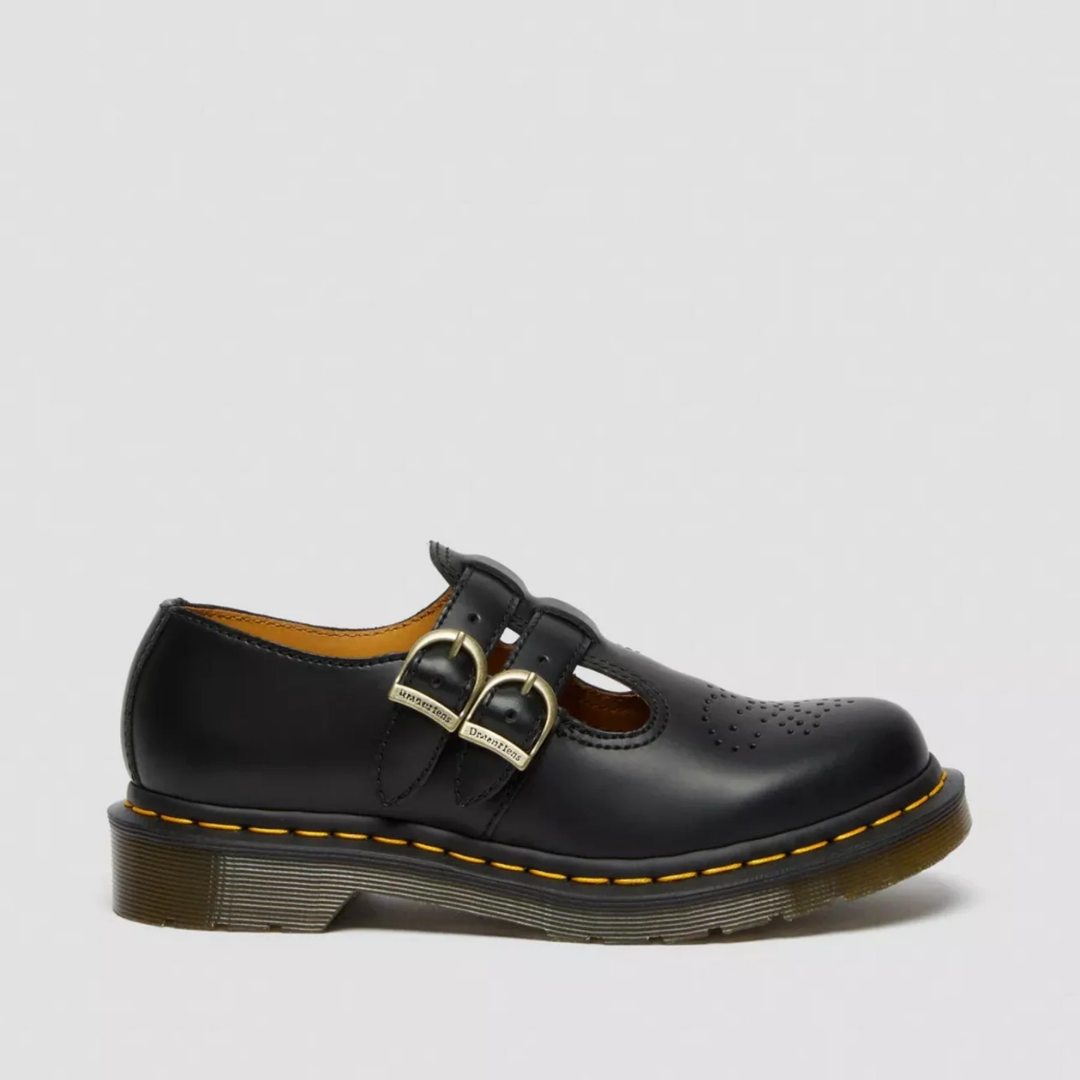 Double Buckle Mary Jane Flats with Chunky Sole and Heart Detail