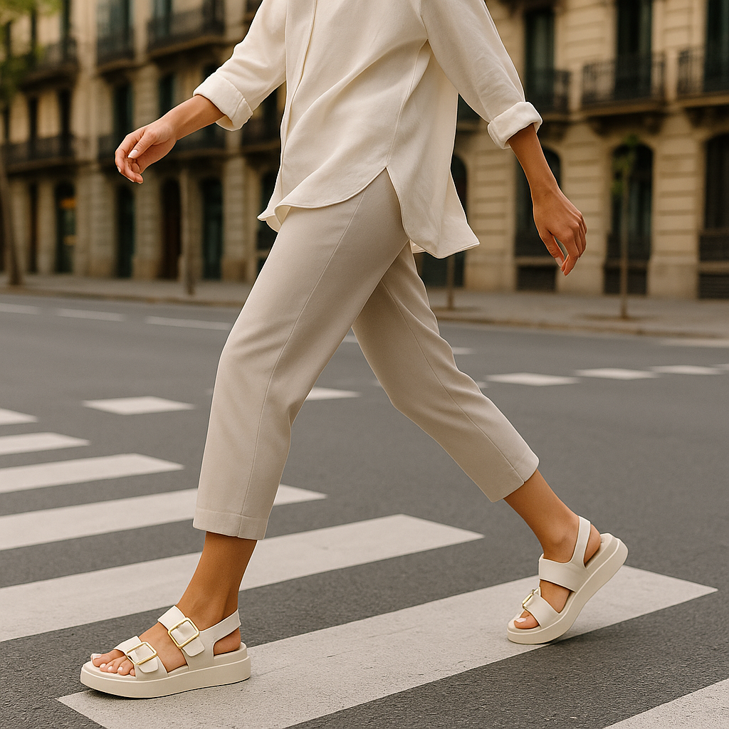 Double Buckle Platform Sandals with Cushioned Footbed