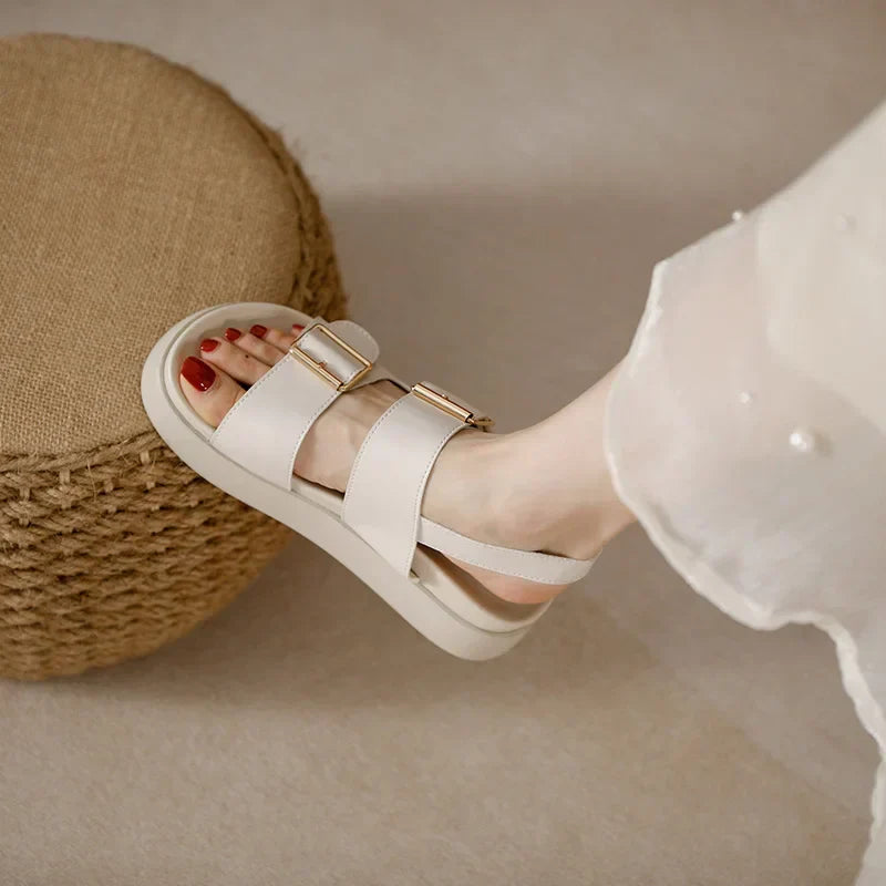 Double Buckle Platform Sandals with Cushioned Footbed