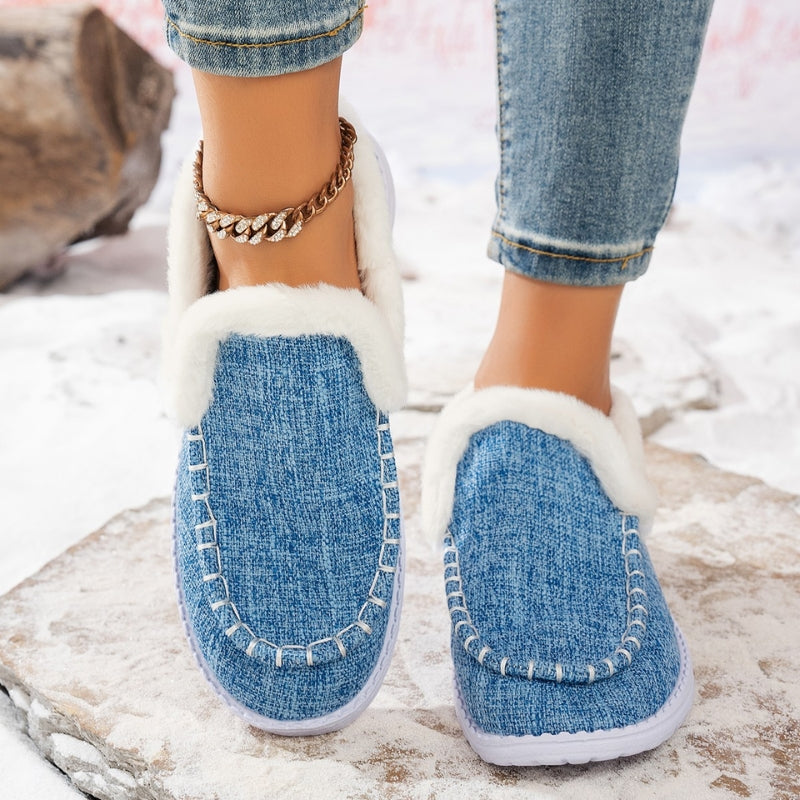 Women's Cozy Slip-On Loafers with Plush Fur Lining
