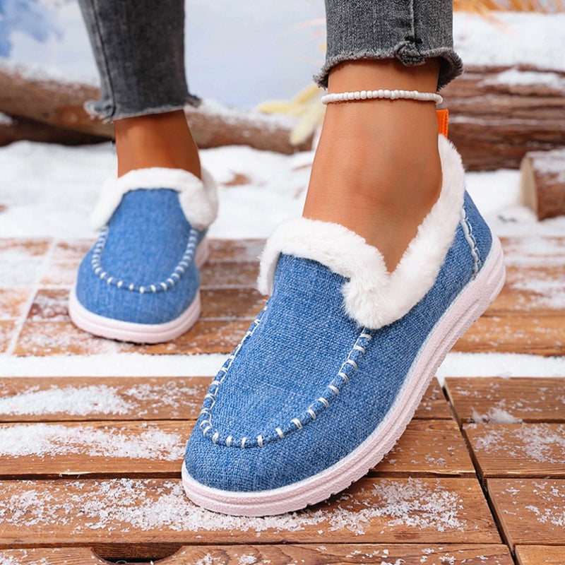 Women's Cozy Slip-On Loafers with Plush Fur Lining