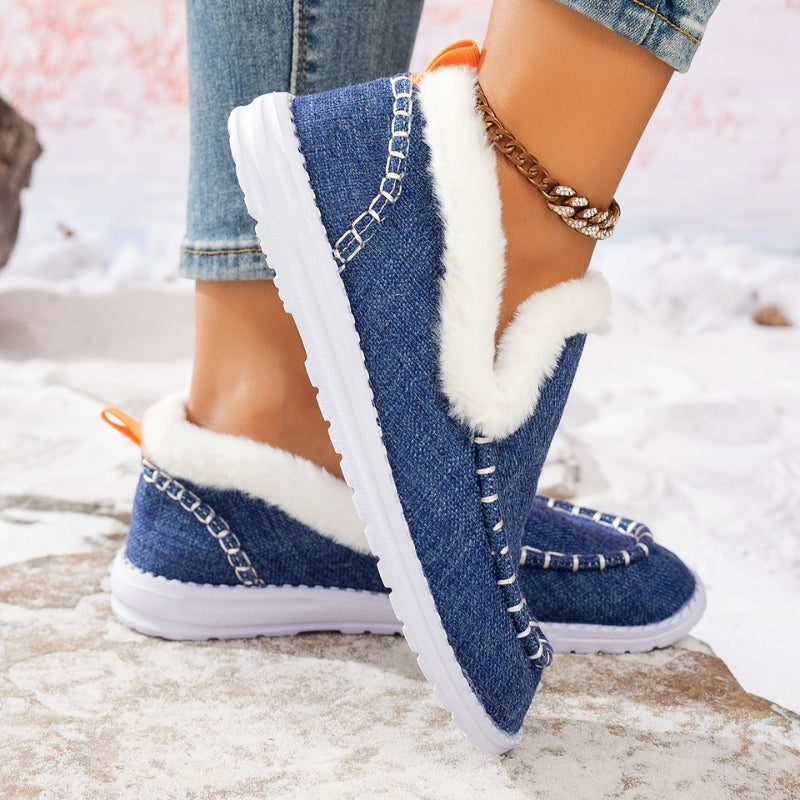Women's Cozy Slip-On Loafers with Plush Fur Lining