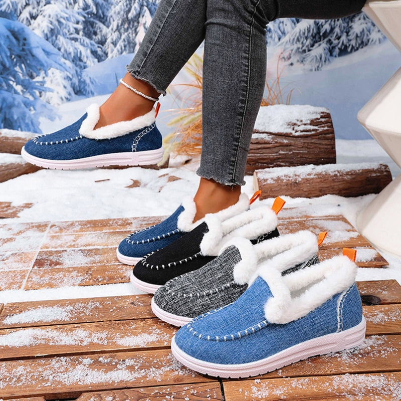 Women's Cozy Slip-On Loafers with Plush Fur Lining