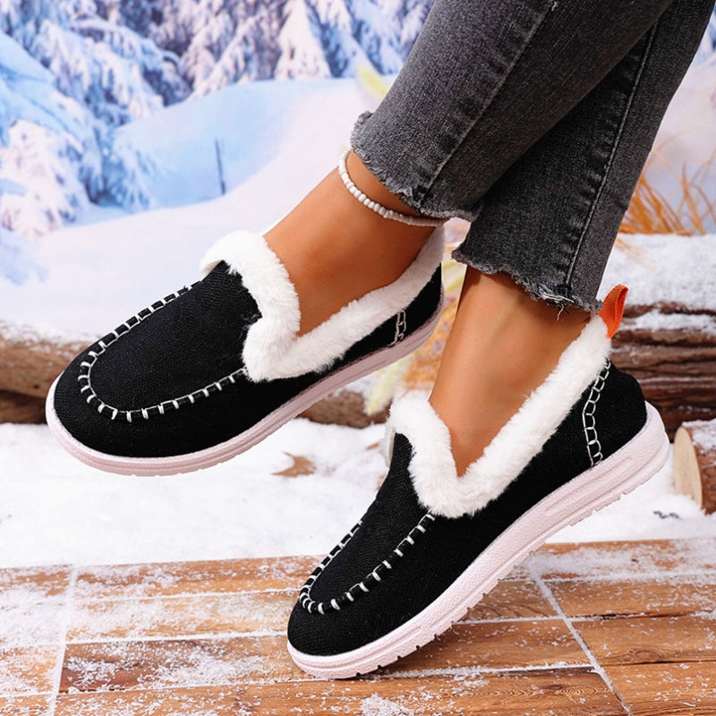Women's Cozy Slip-On Loafers with Plush Fur Lining