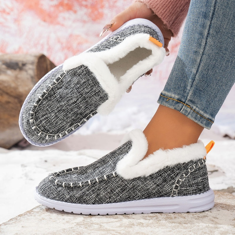 Women's Cozy Slip-On Loafers with Plush Fur Lining