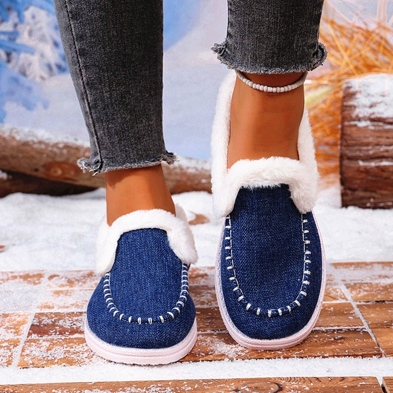 Women's Cozy Slip-On Loafers with Plush Fur Lining