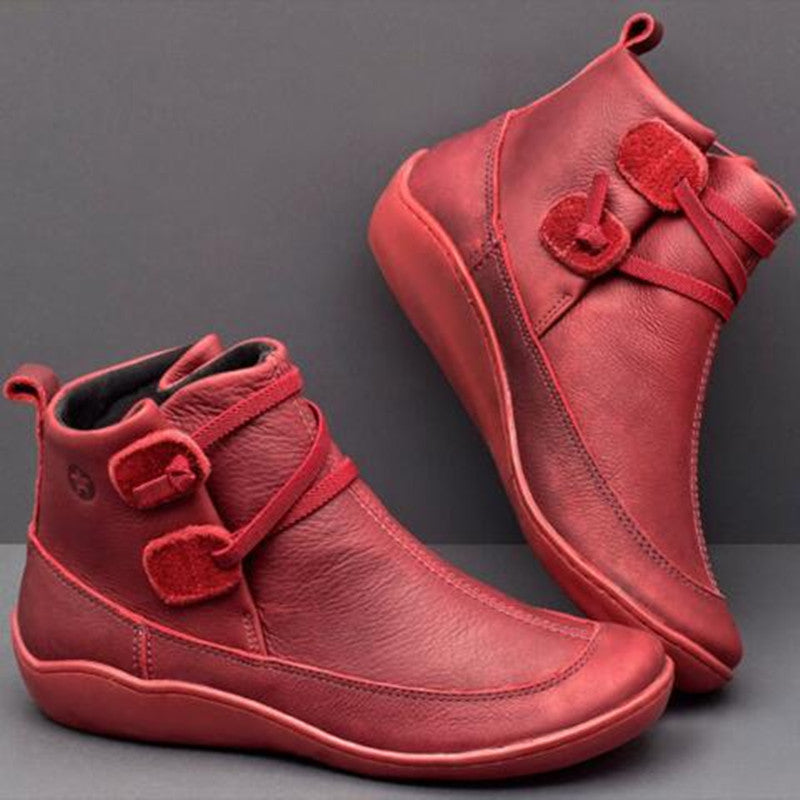Women's Orthopedic Ankle Boots with Unique Button Detail