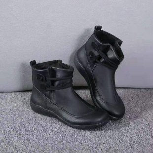 Women's Orthopedic Ankle Boots with Unique Button Detail