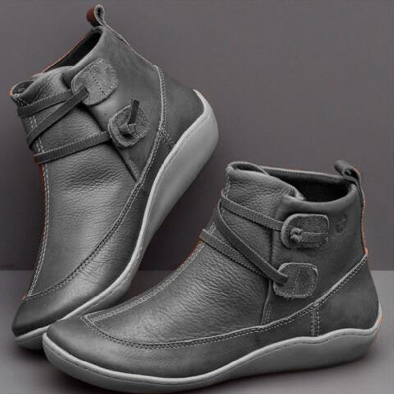 Women's Orthopedic Ankle Boots with Unique Button Detail