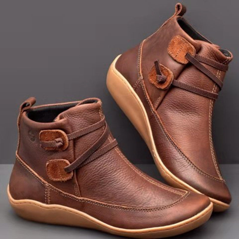 Women's Orthopedic Ankle Boots with Unique Button Detail