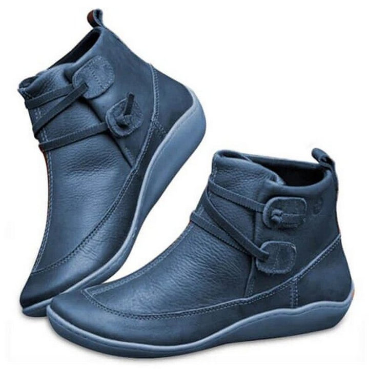 Women's Orthopedic Ankle Boots with Unique Button Detail