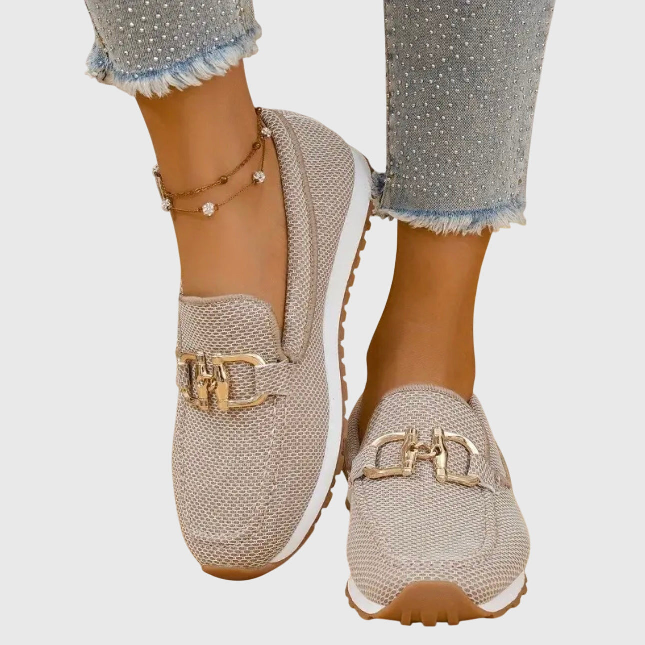 Women's Orthopedic Loafers with Gold-Tone Detail for All-Day Comfort
