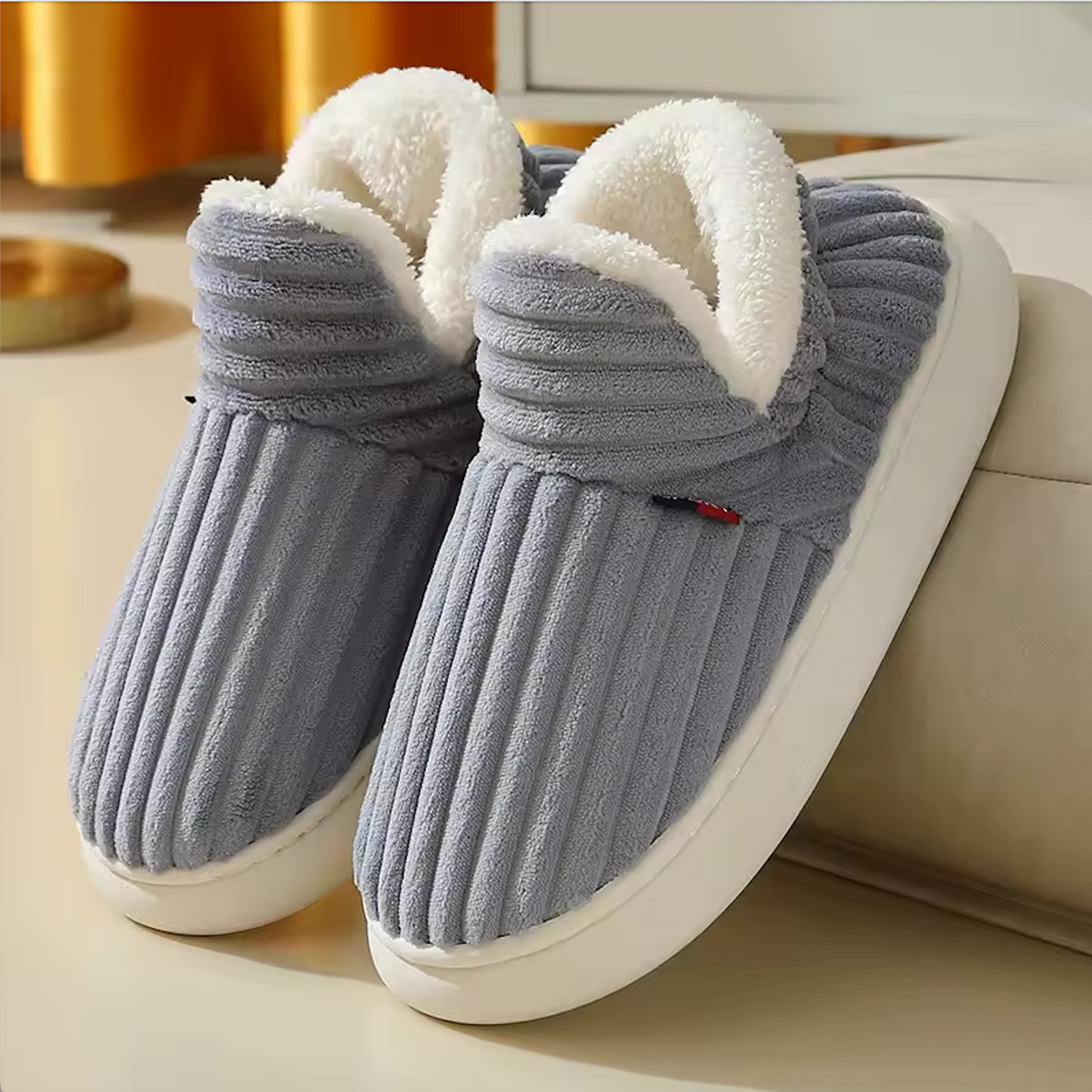Plush Fleece Lined Women's Slippers with Anti-Slip Sole