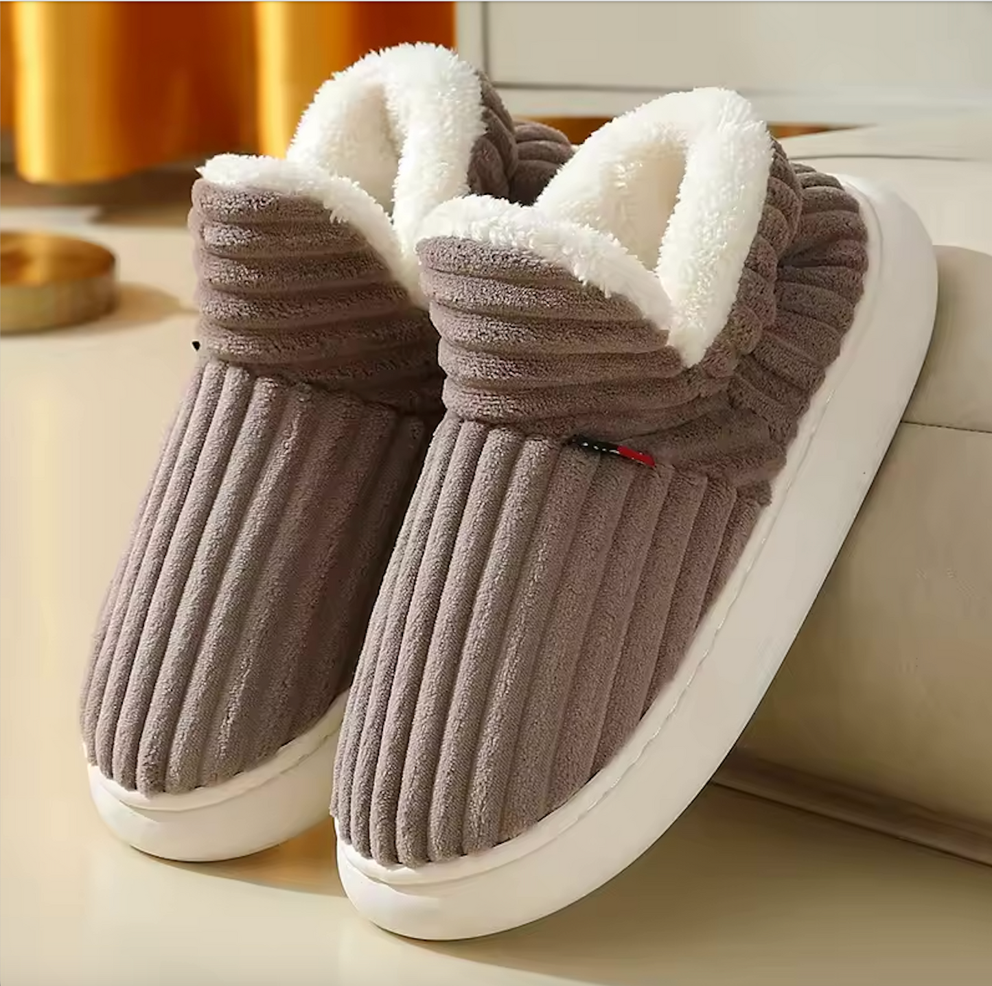 Plush Fleece Lined Women's Slippers with Anti-Slip Sole