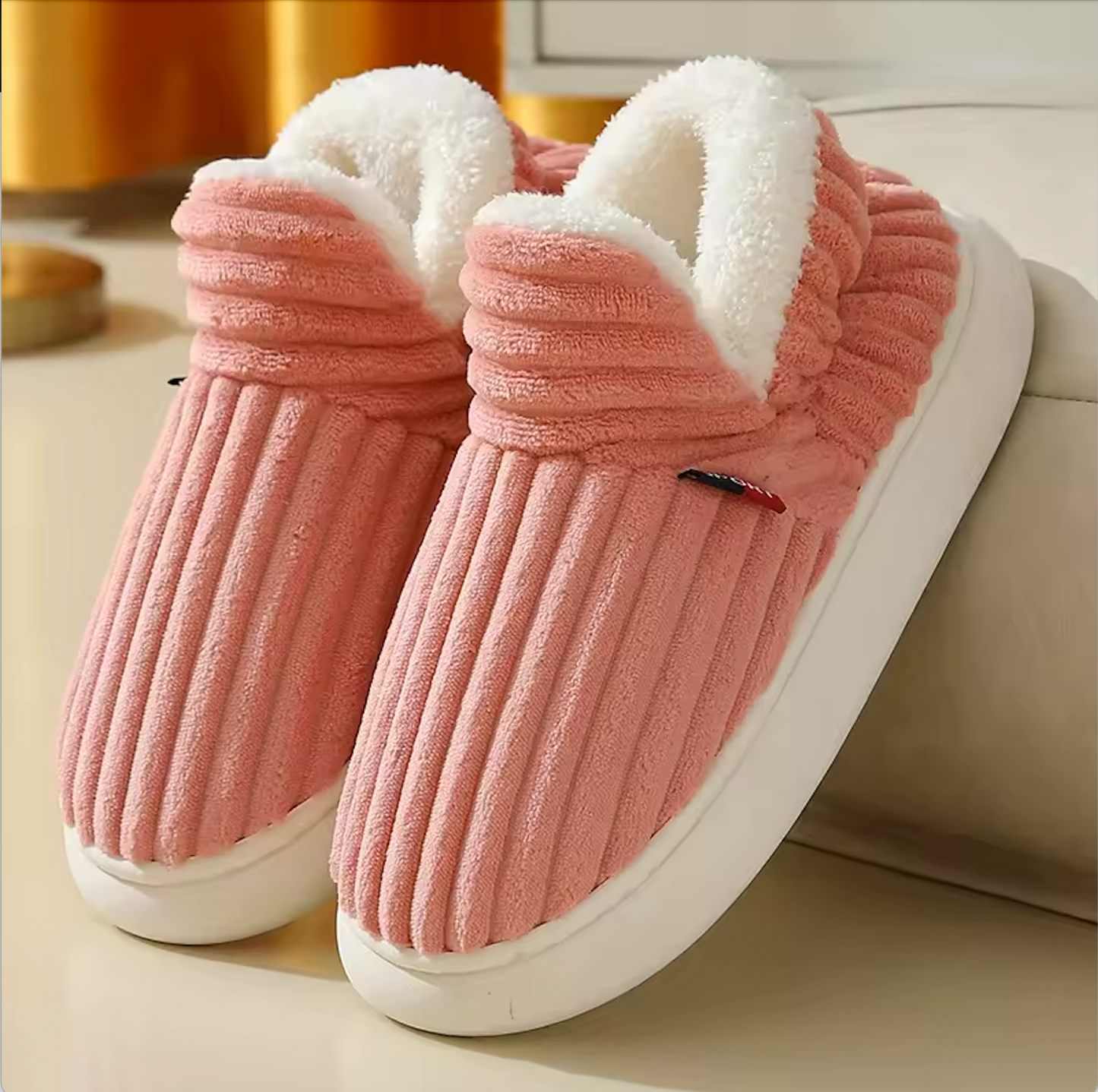Plush Fleece Lined Women's Slippers with Anti-Slip Sole