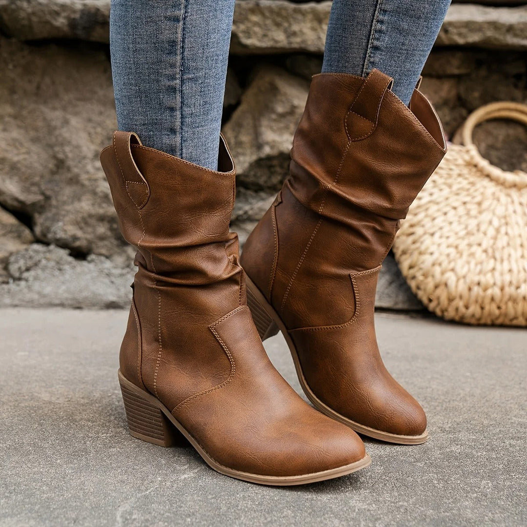 Mid-Calf Premium Western Cowboy Boots for Women