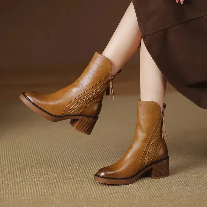 Platform Ankle Boots with Block Heel for Women