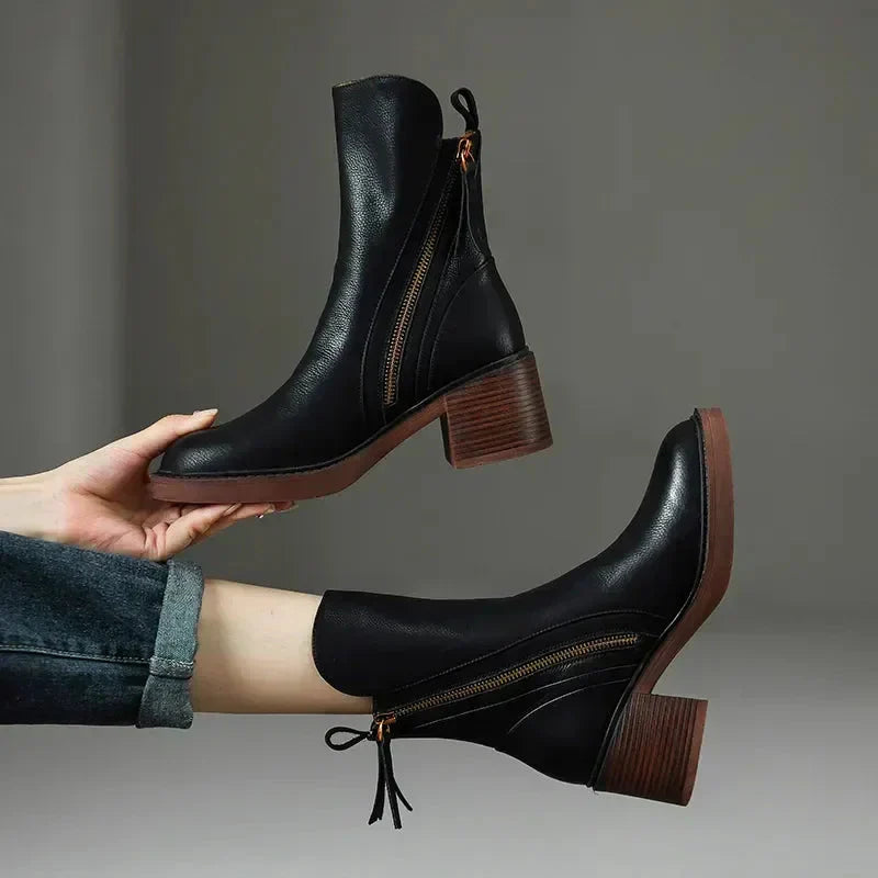 Platform Ankle Boots with Block Heel for Women