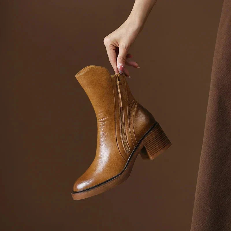 Platform Ankle Boots with Block Heel for Women