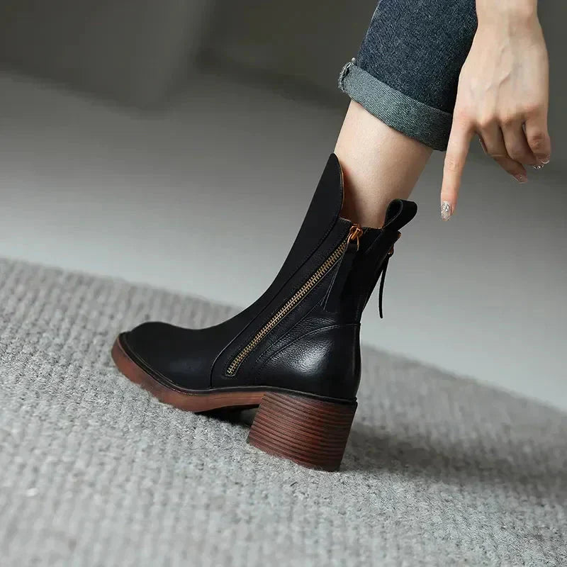 Platform Ankle Boots with Block Heel for Women