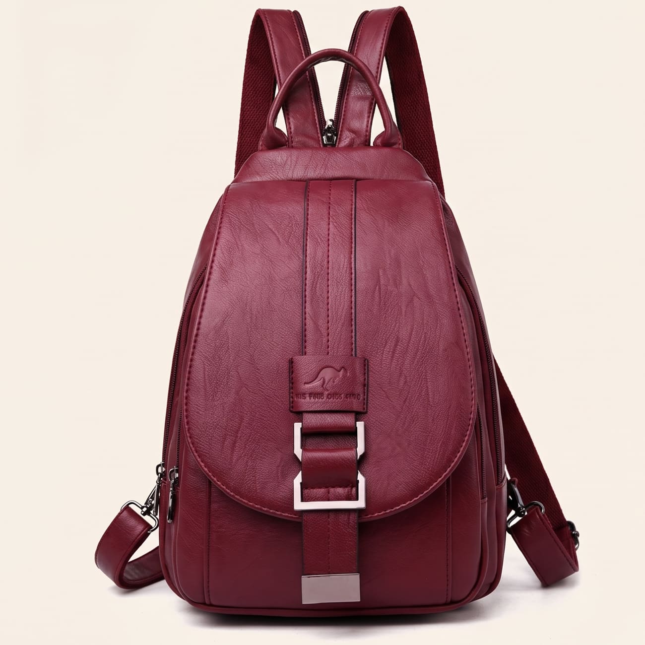 Water-Resistant Genuine Leather Backpack with Anti-Theft Pocket for Women