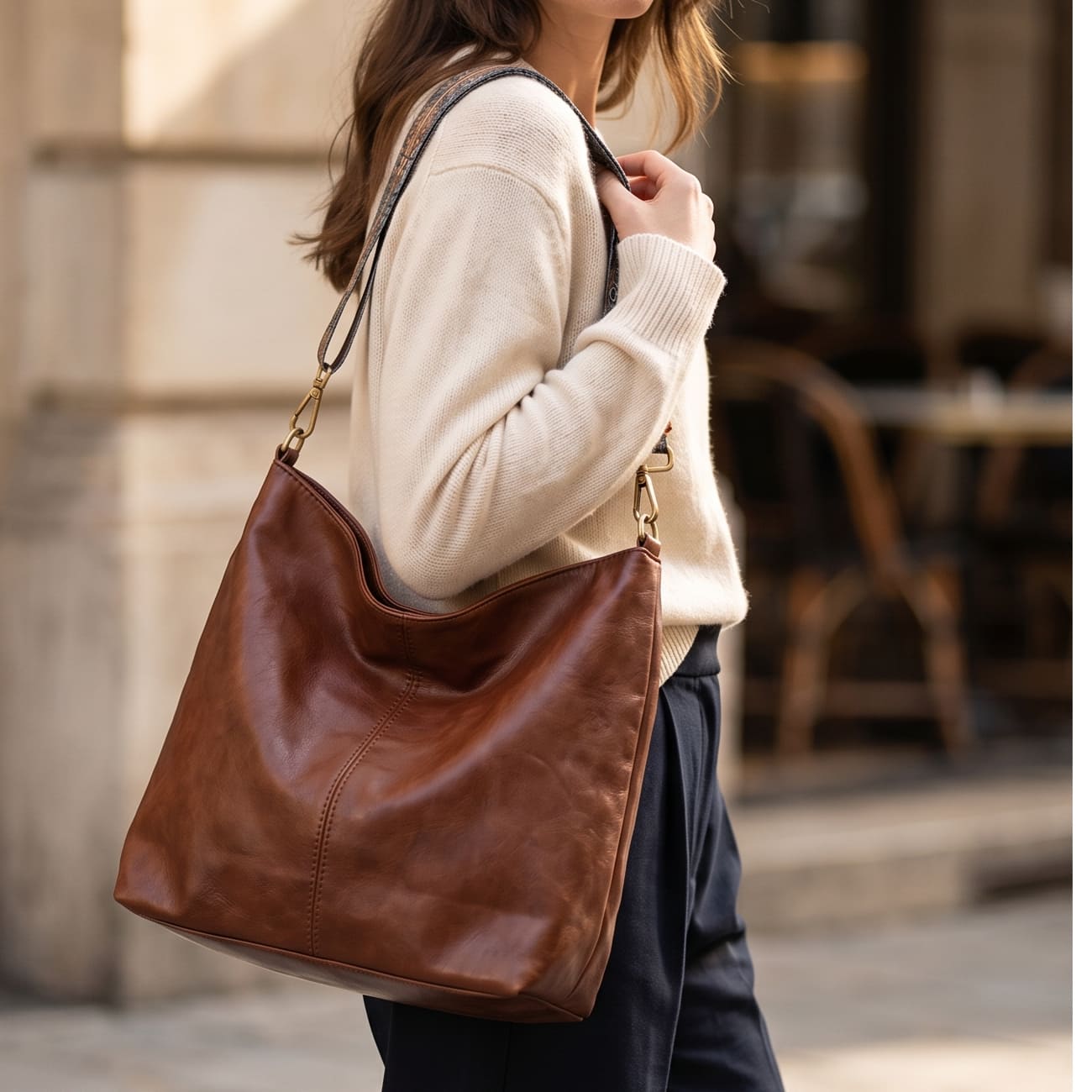 Waterproof Leather Handbag with Geometric Print