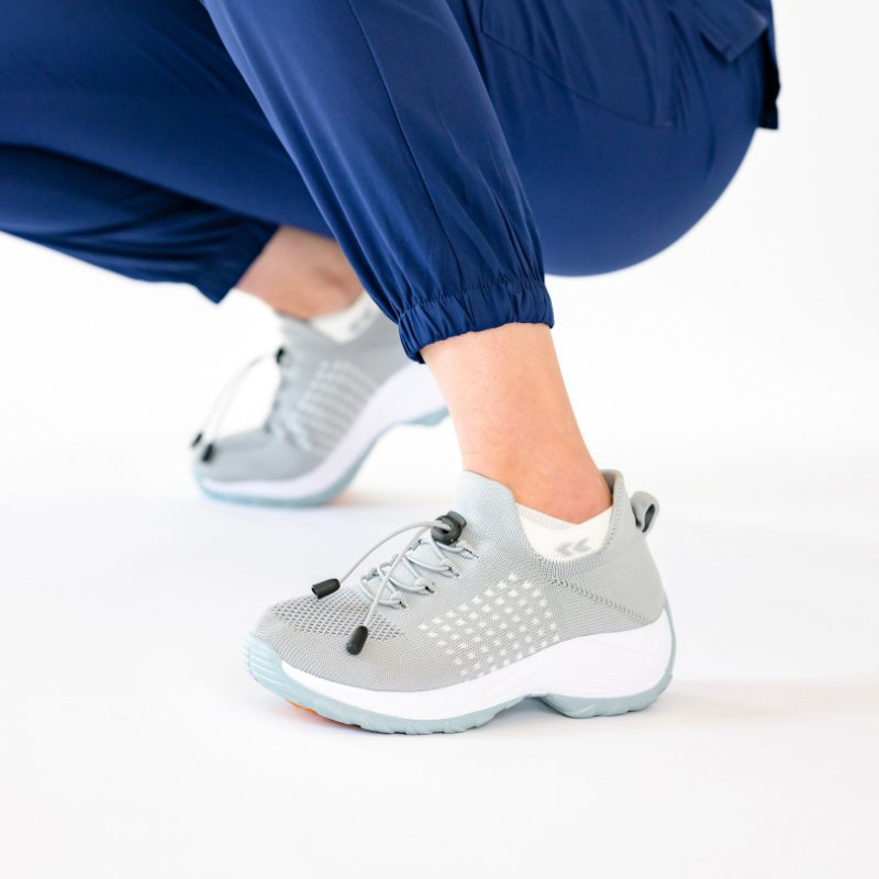 Women's Arctic White Stretch Cushion Shoes with Wide Toe-Box