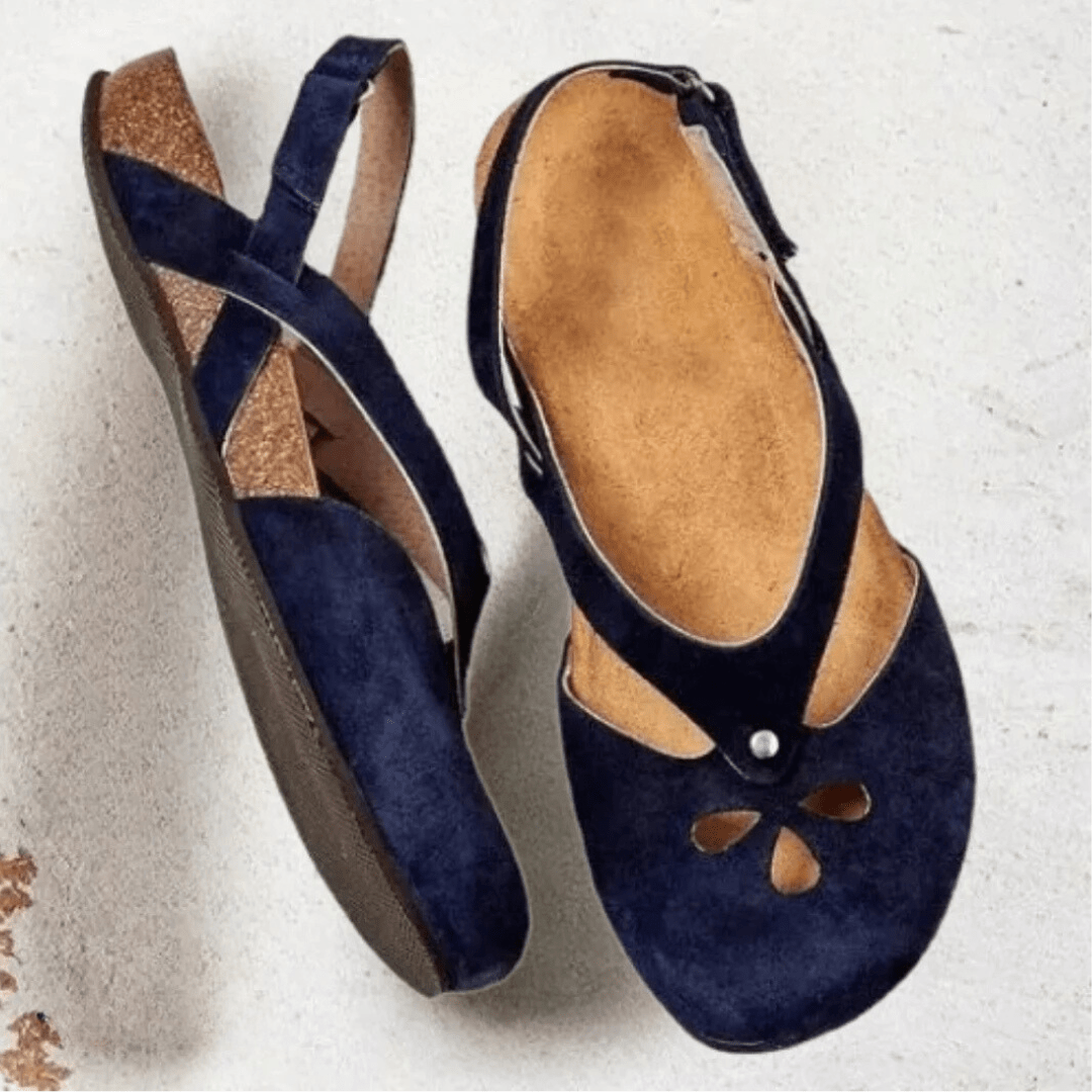 Closed-Toe Slingback Sandals with Cross-Strap Design