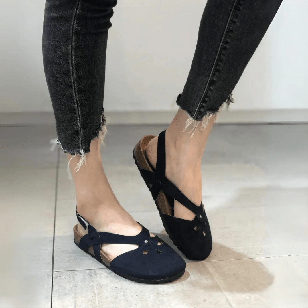 Closed-Toe Slingback Sandals with Cross-Strap Design