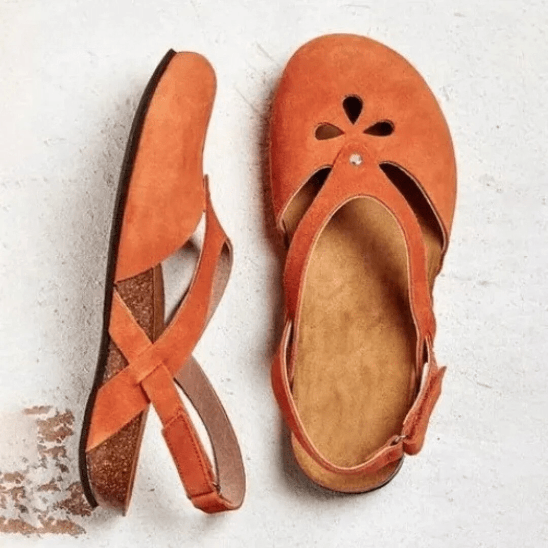 Closed-Toe Slingback Sandals with Cross-Strap Design