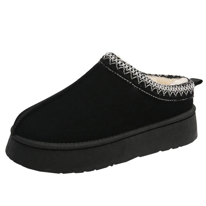 Fleece-Lined Women's Slip-On Mules for Cold Weather