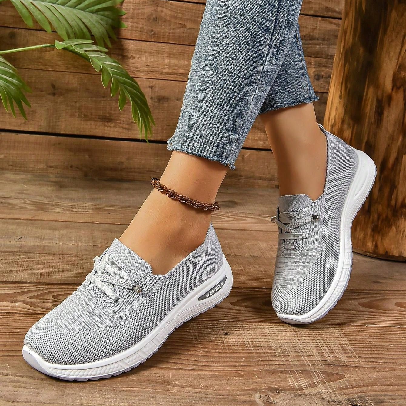 Women's Gray Slip-On Orthopedic Comfort Sneakers