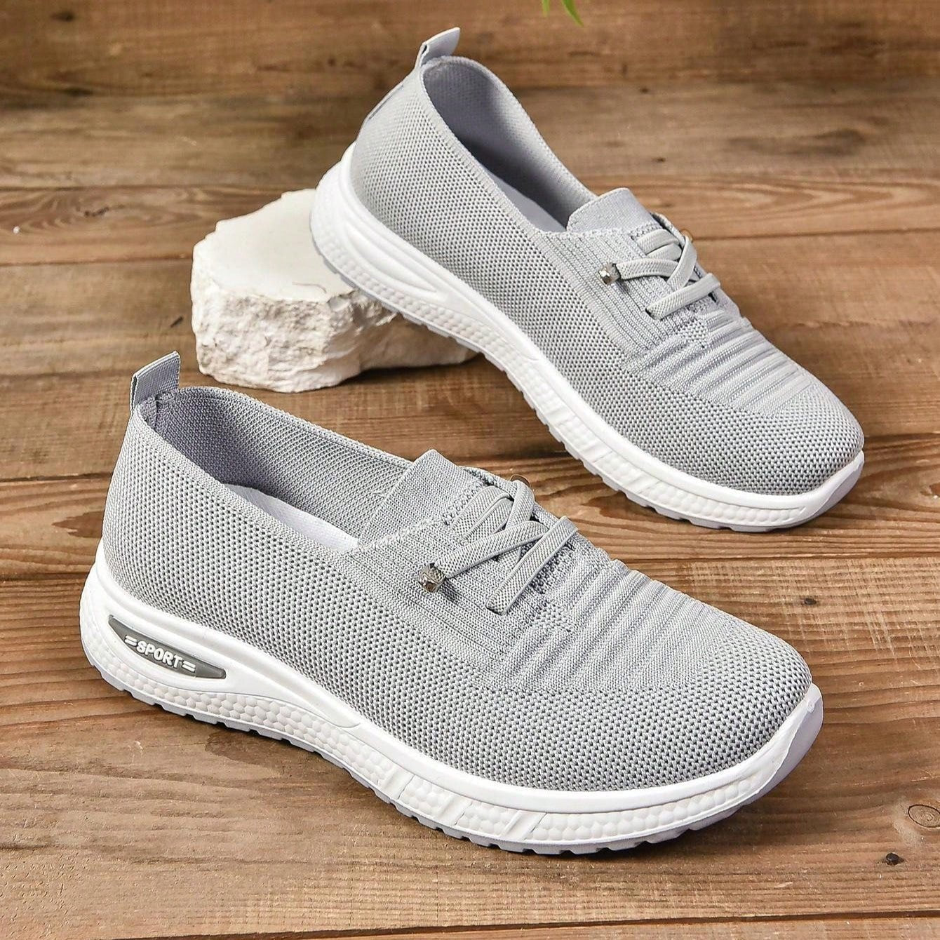 Women's Gray Slip-On Orthopedic Comfort Sneakers