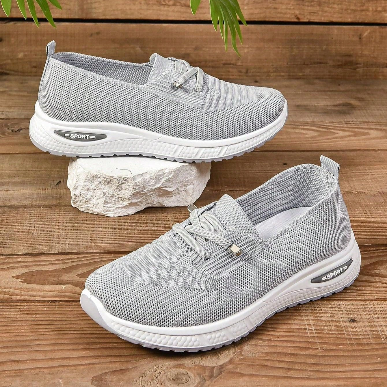 Women's Gray Slip-On Orthopedic Comfort Sneakers