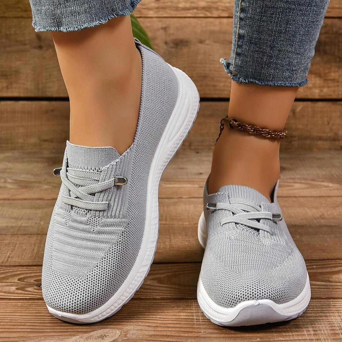 Women's Gray Slip-On Orthopedic Comfort Sneakers